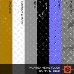 PBR substance material of metal floor painted yellow created in substance designer for graphic designers and game developers